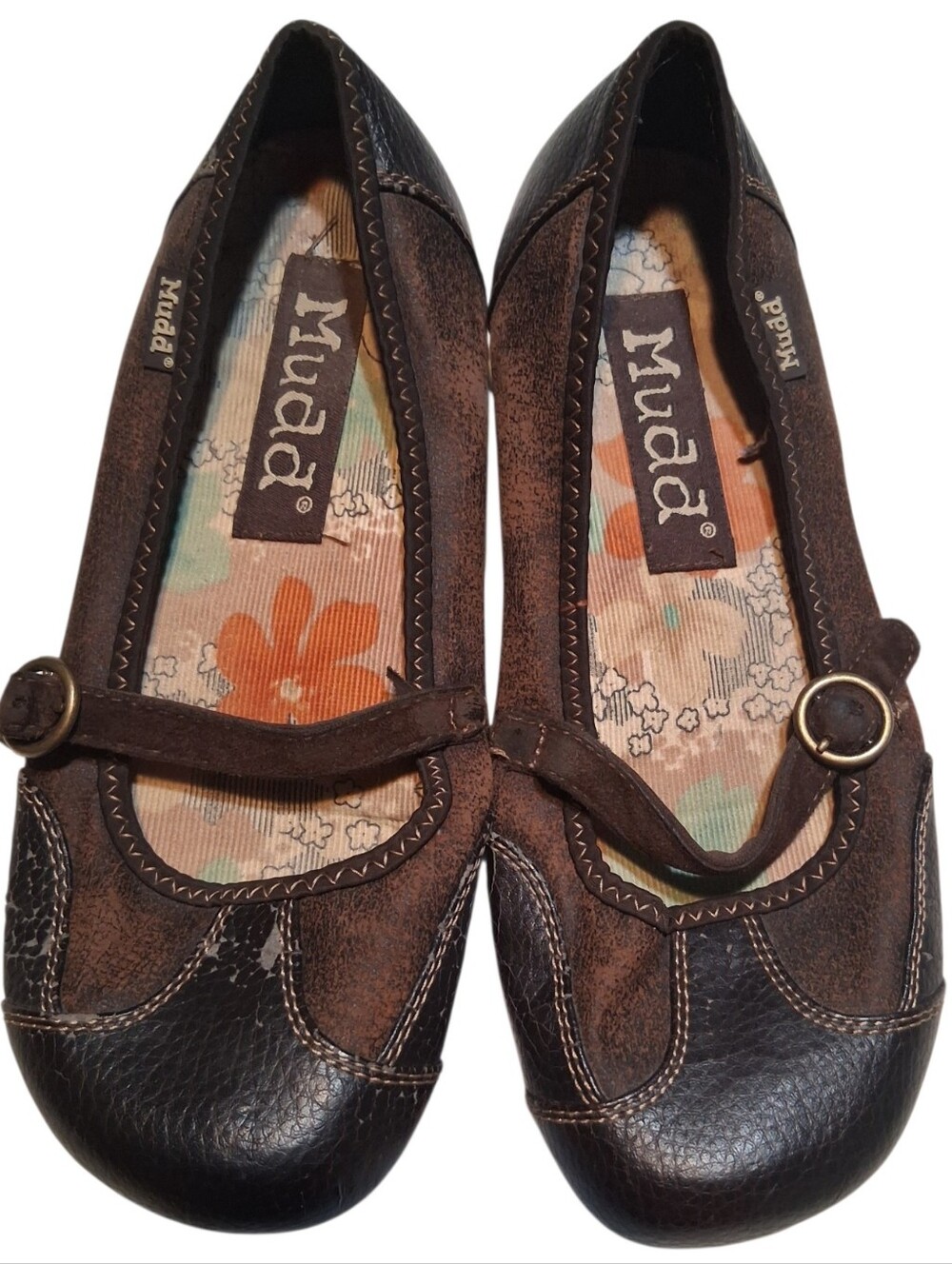 Brown Mary Jane Flats Low Wedge Walking Shoes - Mudd -Women's Size 7.5M Y2K Boho